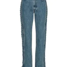 прямые джинсы со шнуровкой