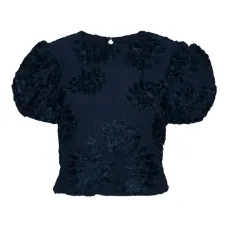 декорированный топ с объемными рукавами