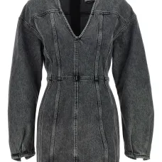 Джинсовое платье мини с V-образным вырезом