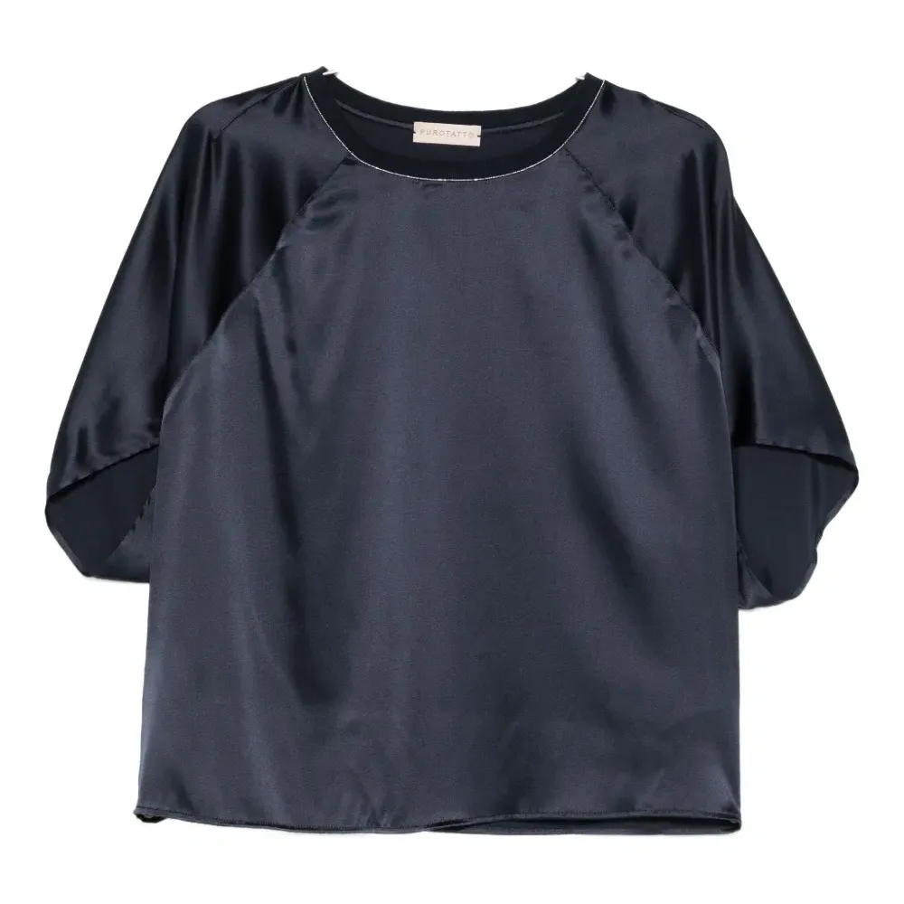 Футболка с круглым вырезом и цепочной отделкой