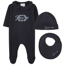 Комплект с логотипом: слюнявчик, шапочка и пижама