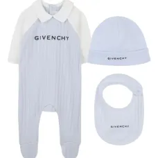 Комплект из ребристых пижам с нагрудником и шапочкой