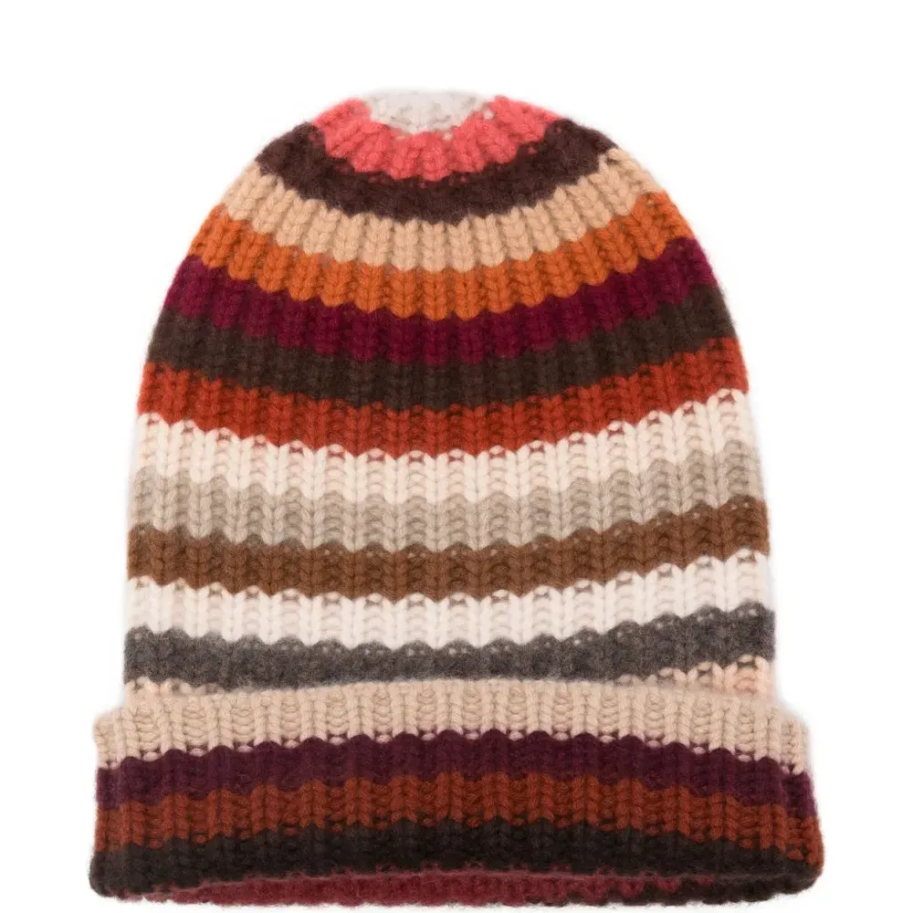 кашемировая шапка бини в полоску