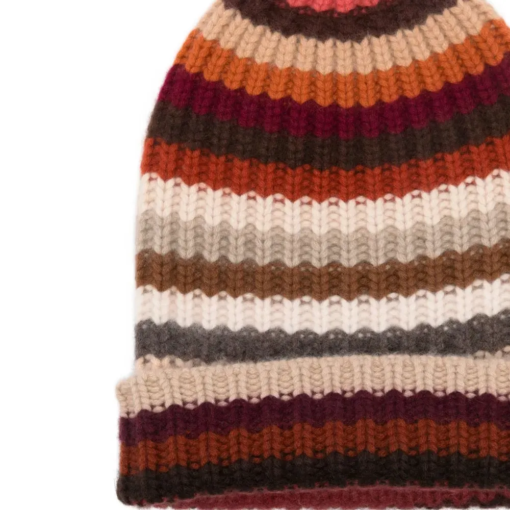 кашемировая шапка бини в полоску