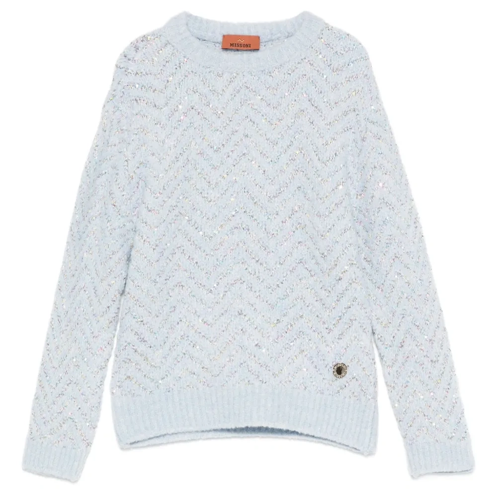 свитер с узором шеврон и пайетками