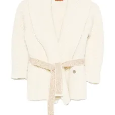 жакет с узором в елочку и поясом