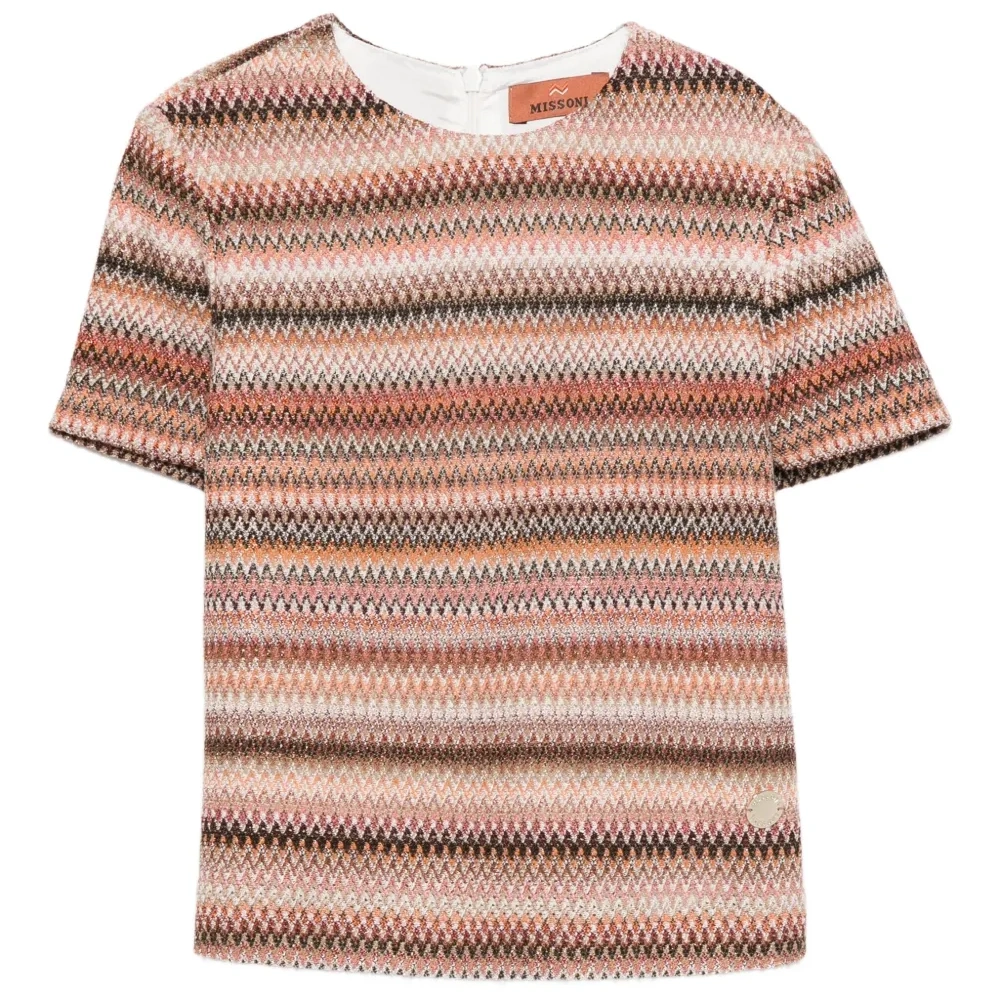 топ с короткими рукавами и узором зигзаг