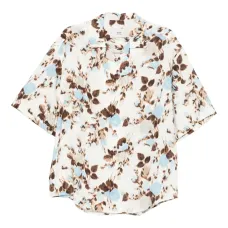 рубашка с распашным воротником и цветочным принтом