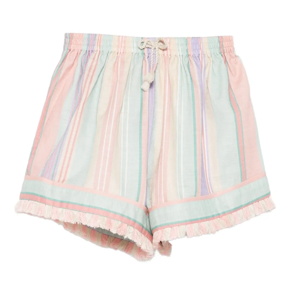 Полосатые шорты с бахромой