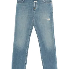 Прямые джинсы с эффектом потертости Прямые джинсы с эффектом потертости