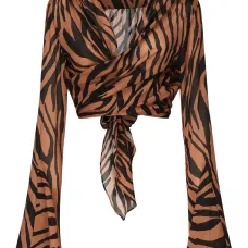 блузка с зебровым принтом и завязками