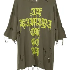 Футболка с эффектом потертости и принтом