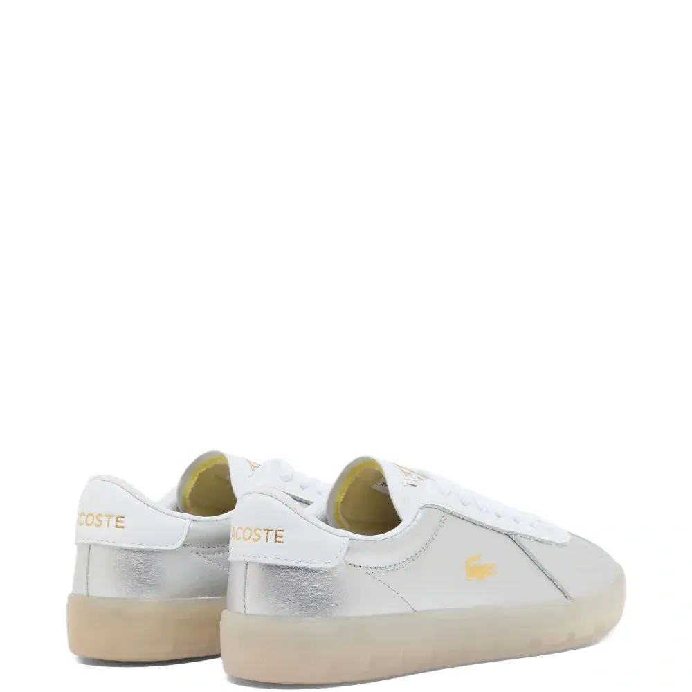 Кожаные кроссовки с металлическим блеском