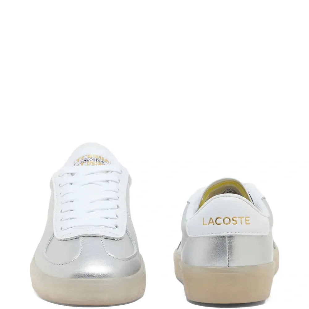 Кожаные кроссовки с металлическим блеском