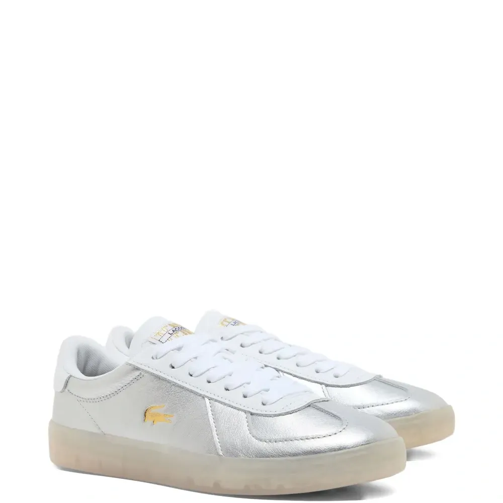 Кожаные кроссовки с металлическим блеском