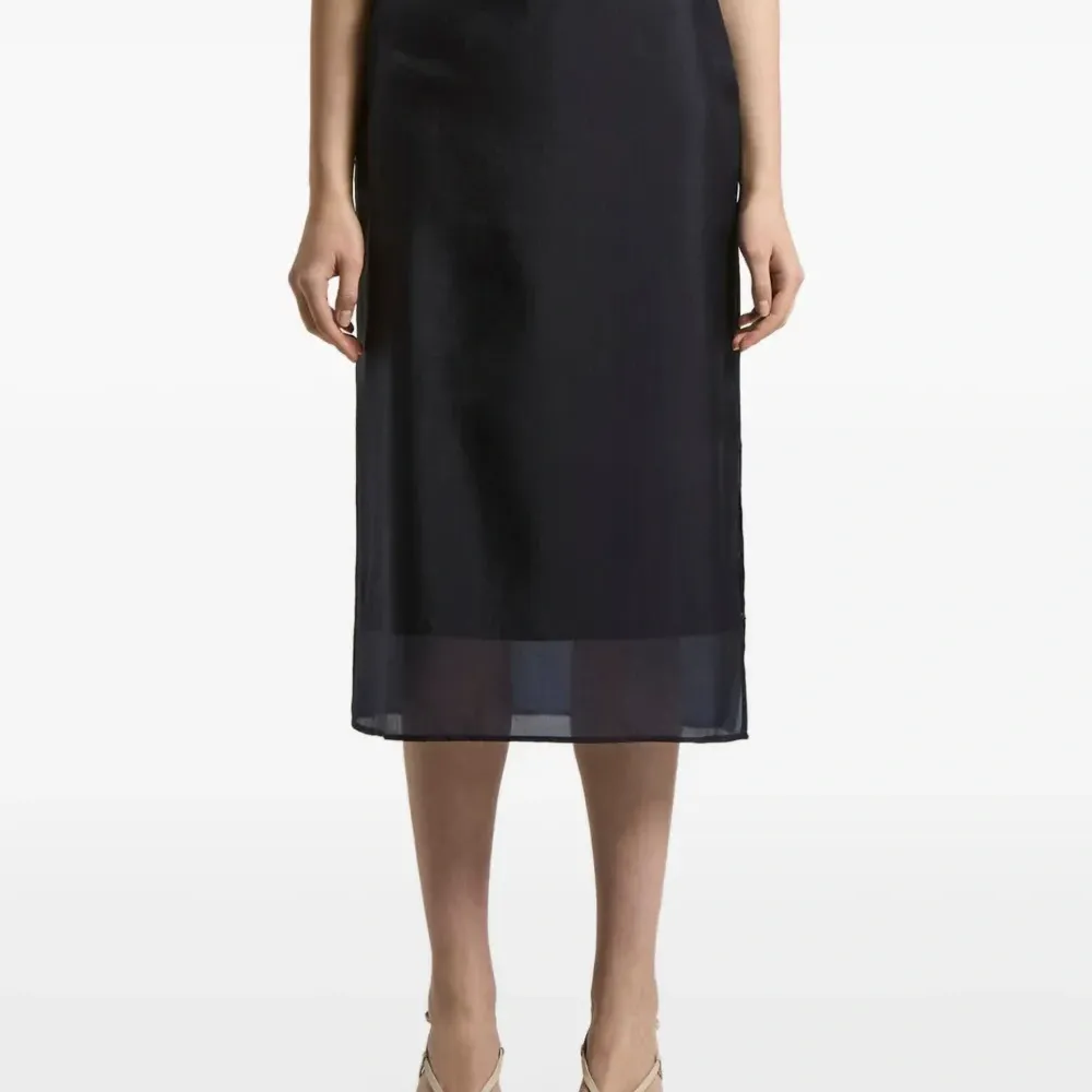 Миди-юбка с шелковыми вставками