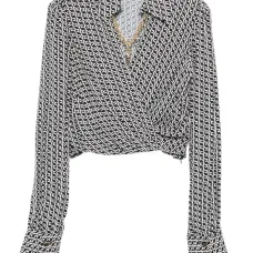 топ с запахом и геометричным принтом