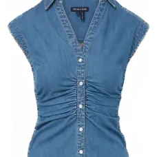 Джинсовый топ со сборками Джинсовый топ со сборками