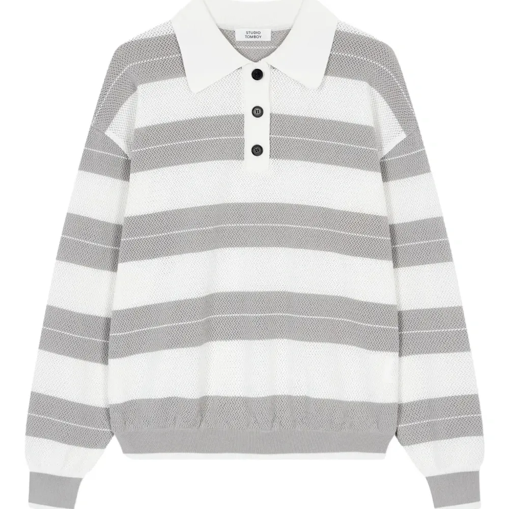 Полосатая рубашка поло с длинными рукавами