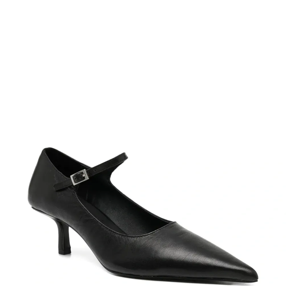 Кожаные туфли на каблуке 65 мм