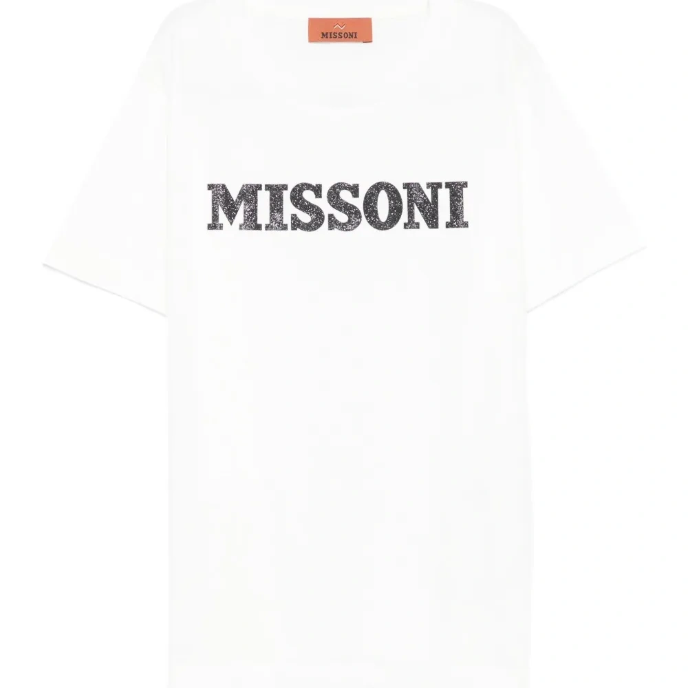 футболка с логотипом и блестками