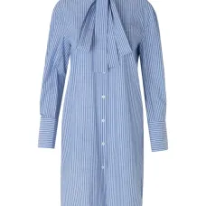 Полосатое платье-рубашка миди с завязками