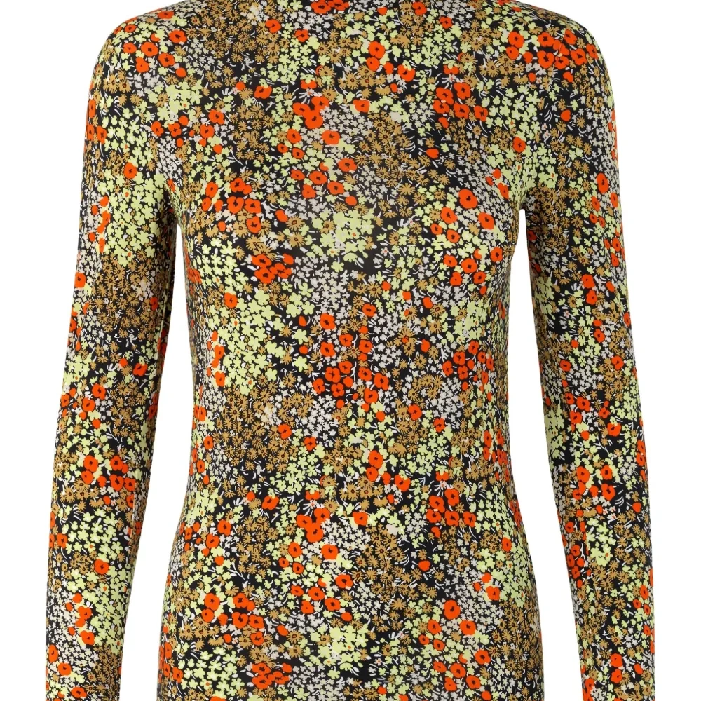 Топ с высоким воротником и цветочным принтом