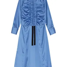 Атласное платье миди со сборками