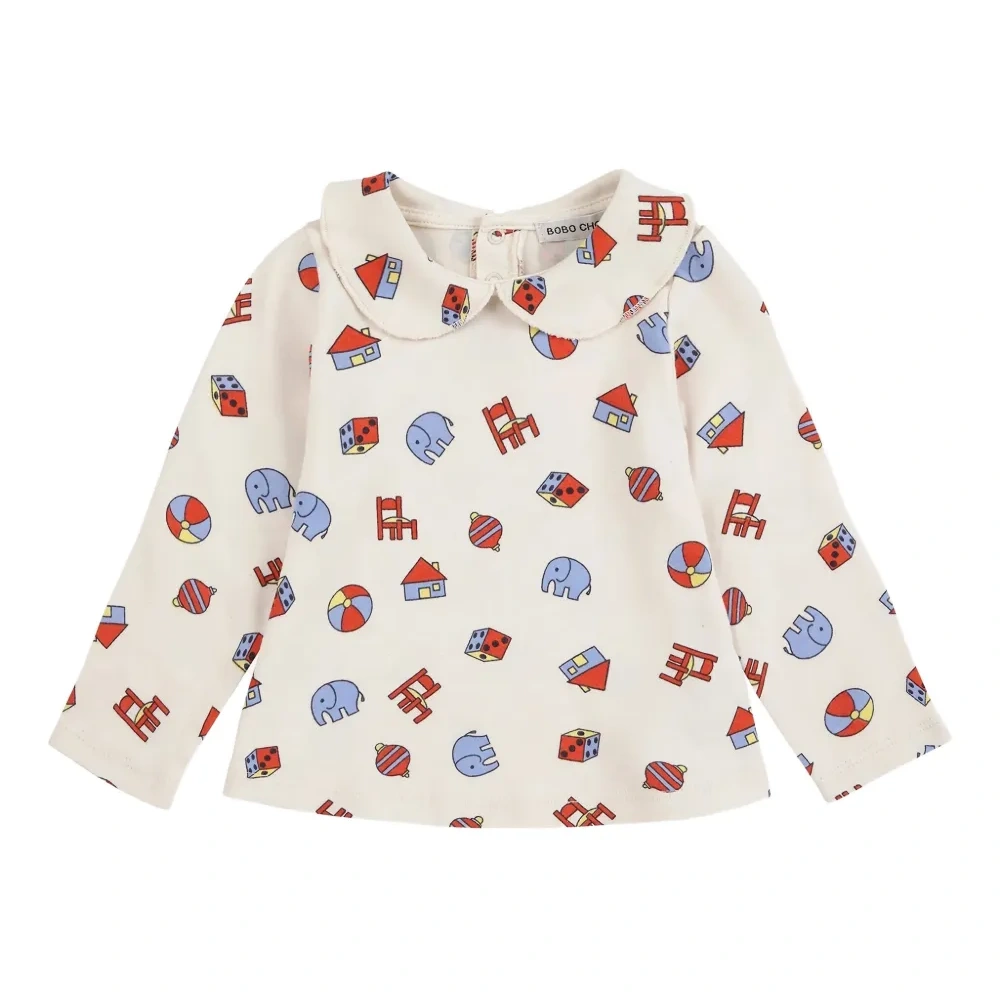 Топ с принтом-игрушками и воротником Питер Пэн