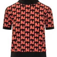 свитер с короткими рукавами и жаккардовым логотипом свитер с короткими рукавами и жаккардовым логотипом