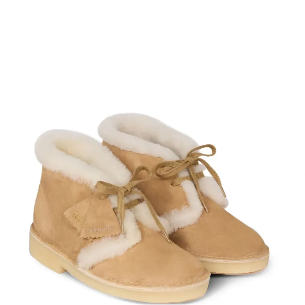 Ботинки из овчины на шнуровке