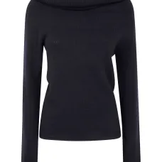 Свитер в рубчик с воротником-хомутом