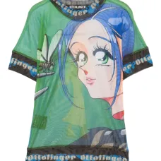 сетчатый топ с принтом