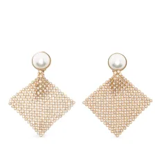 Серьги-клипсы Frizz с кристаллами и искусственным жемчугом