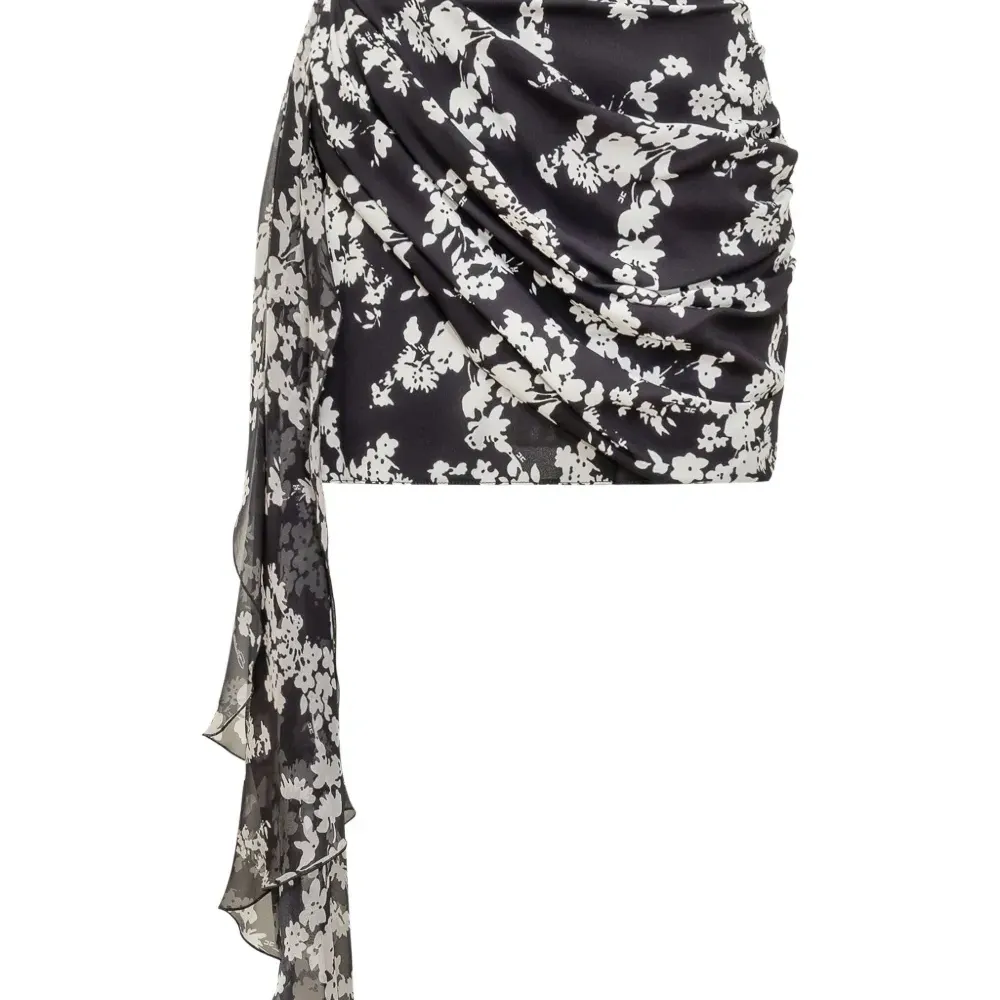 драпированная мини-юбка с цветочным принтом