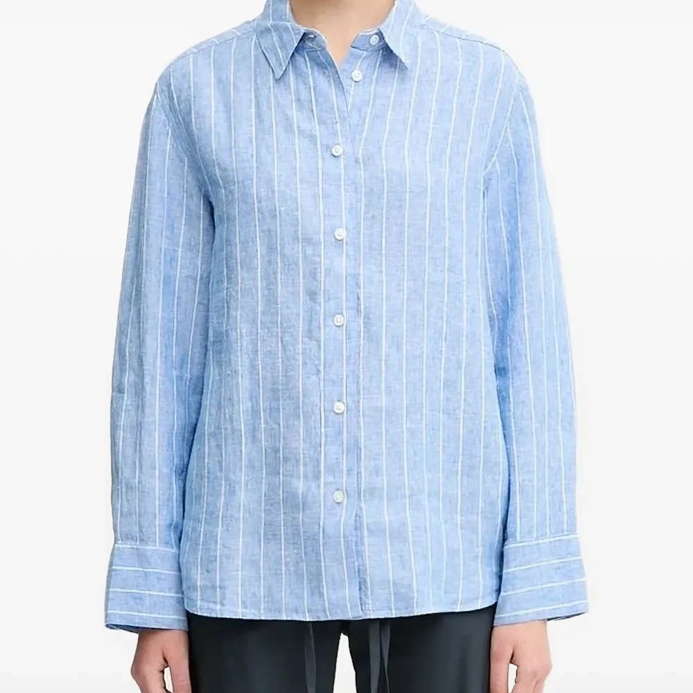 Льняная рубашка в полоску