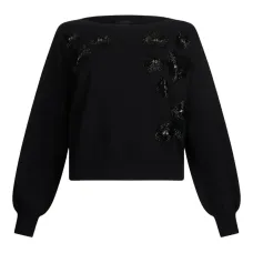 Свитер с объемными рукавами и стразами