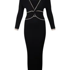 Платье миди в рубчик