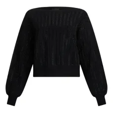 Свитер с объемными рукавами и стразами