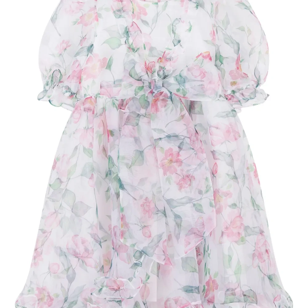 Платье с оборками и цветочным принтом