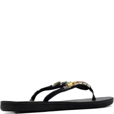 Шлепанцы с Т-образным ремешком и кристаллами