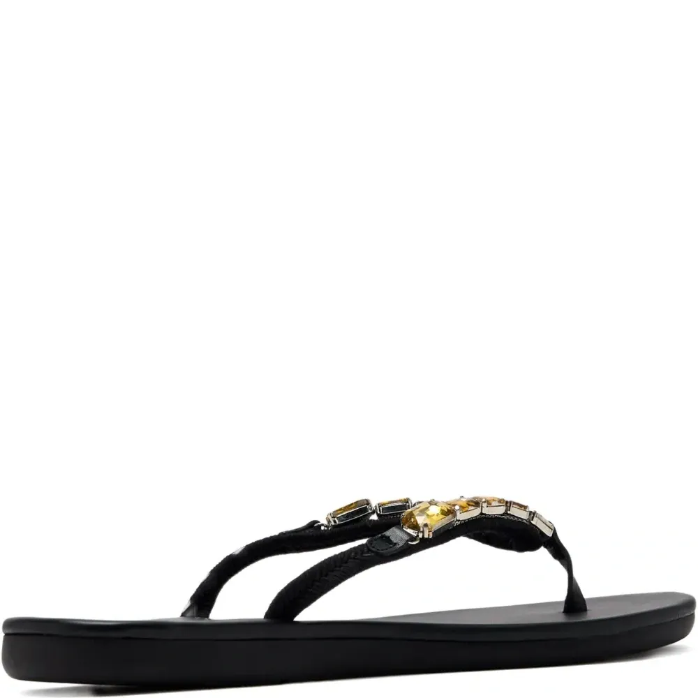 Шлепанцы с Т-образным ремешком и кристаллами