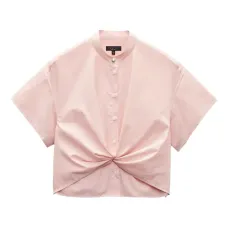 Топ с короткими рукавами и узлом спереди