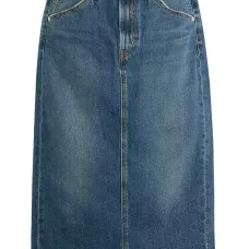 Джинсовая юбка миди с разрезом