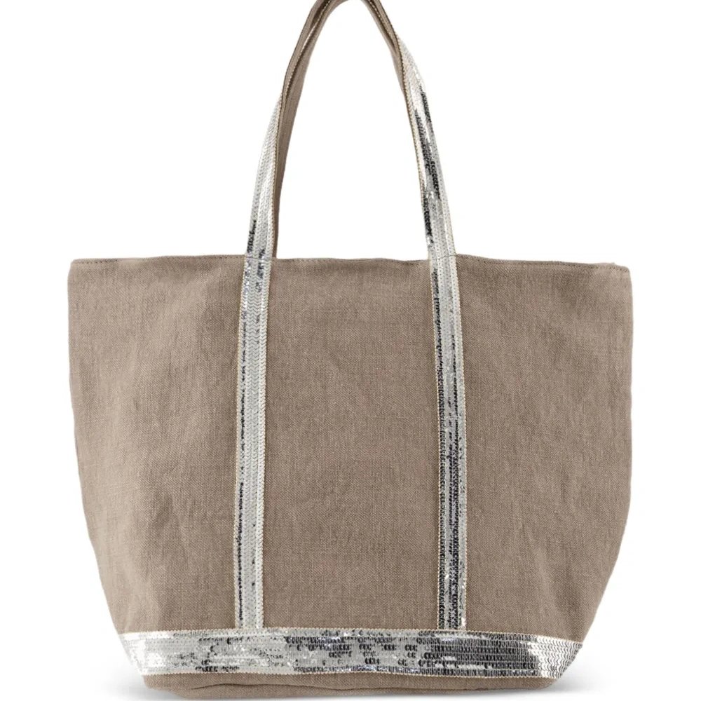 Льняная сумка-тоут с пайетками