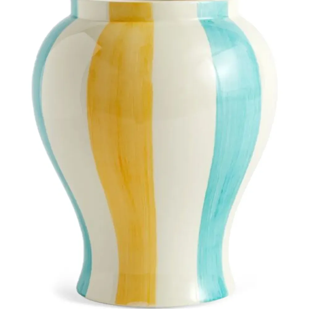 Керамическая ваза в полоску (19 x 25 см)