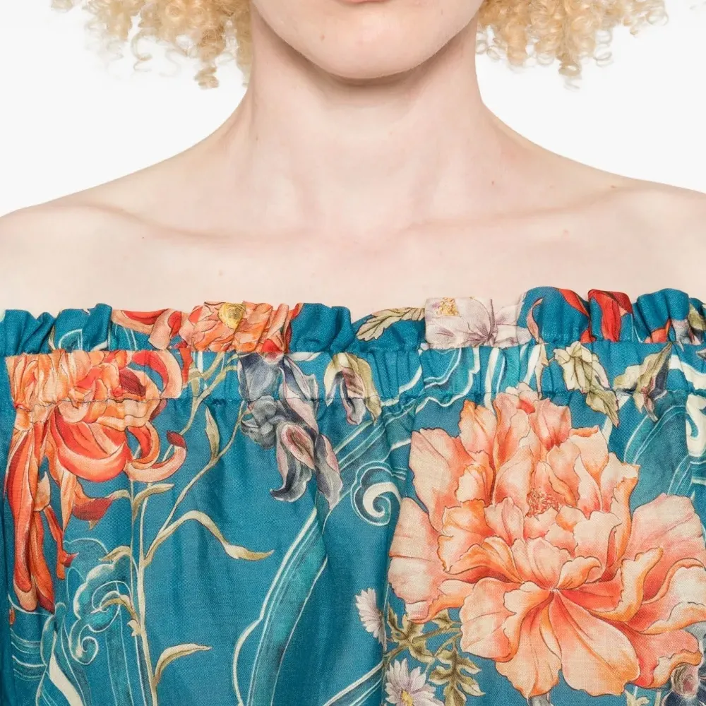 Блузка с открытыми плечами и цветочным принтом Блузка с открытыми плечами и цветочным принтом