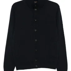 Шерстяной кардиган с высоким воротником