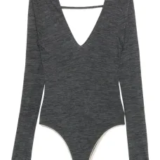 боди с V-образным вырезом и длинными рукавами