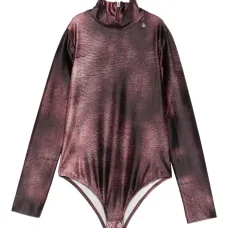 боди с высоким воротником и узором